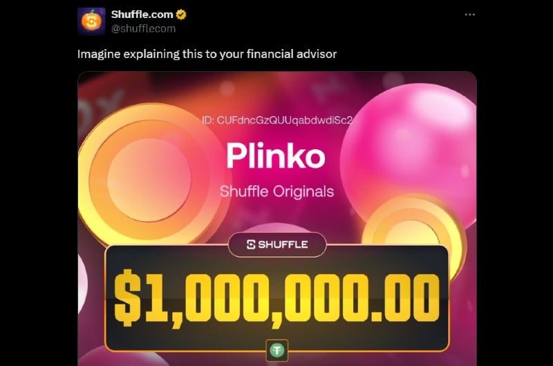 Twitter Plinko Pandemonium 1M Shuffle Win